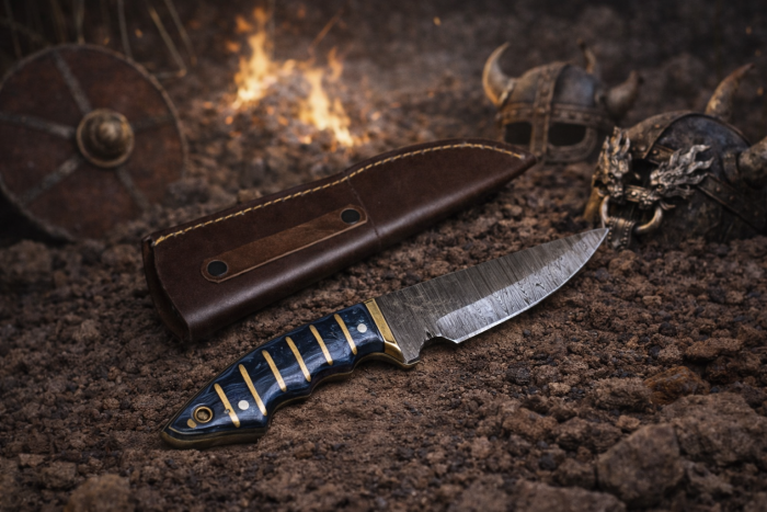 Blueyellow handle knife photo