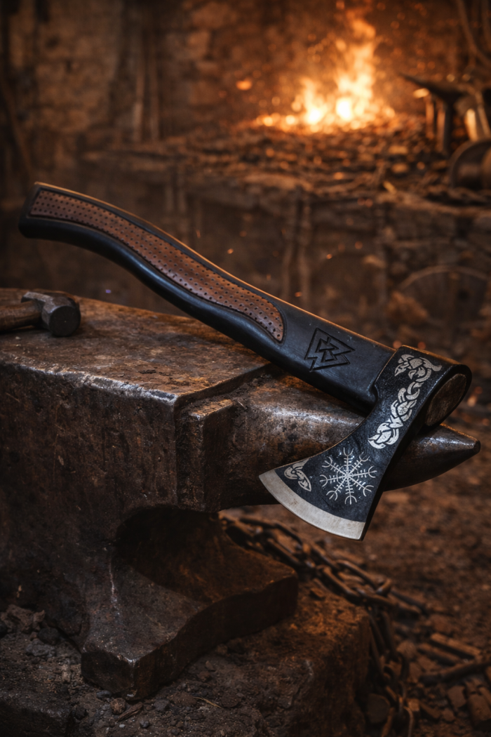 Valknut axe handle photo