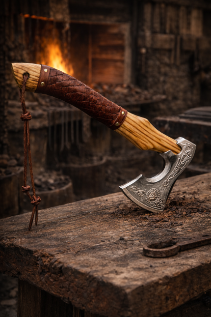 Valknut rosewood axe photo